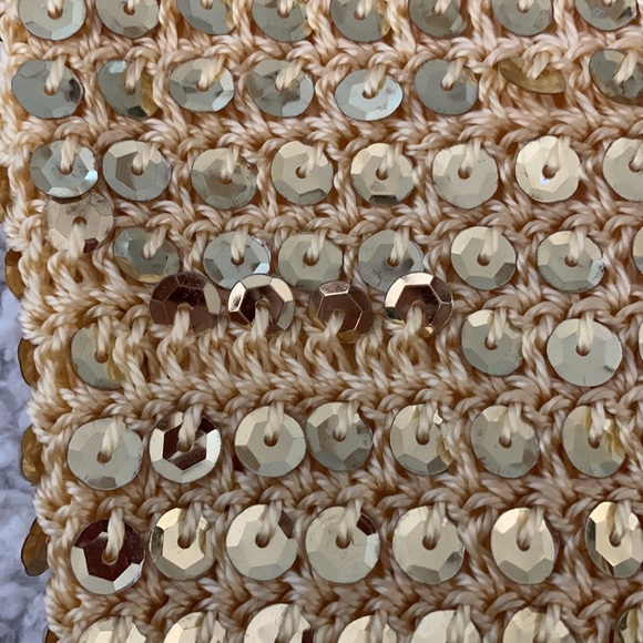 Gold Mini Crochet and Sequin Bag - Picture 5 of 15